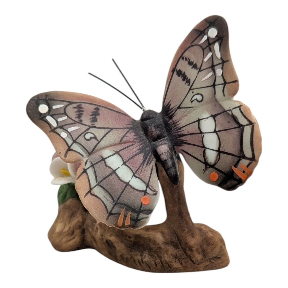 Vintage Enesco Maruri Masterpiece Butterfly On A Log Figurine Bone China 1979
